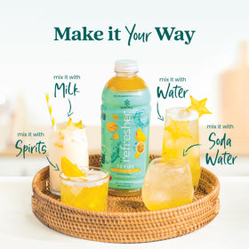 Smartfruit Revive Refresher ingredient panel highlights real fruit juice and no added sugar