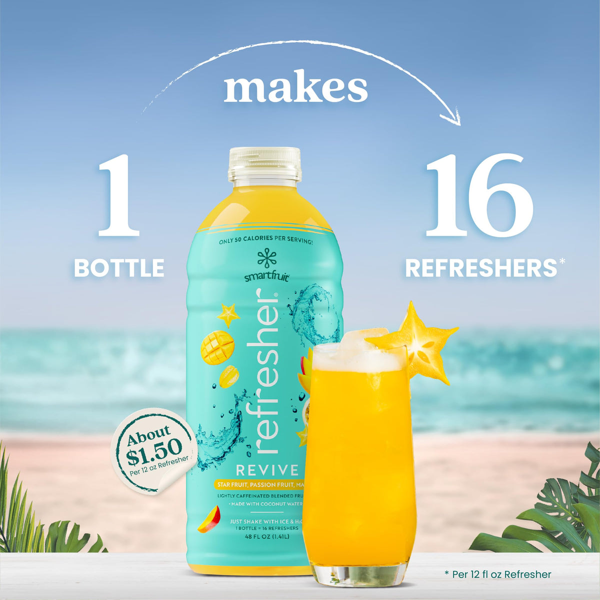 Smartfruit Revive Refresher star fruit passion mango label with vibrant real juice hydration
