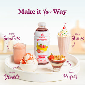 Smartfruit Strawberry Bananza yogurt presentation demonstrates creamy fruit topping
