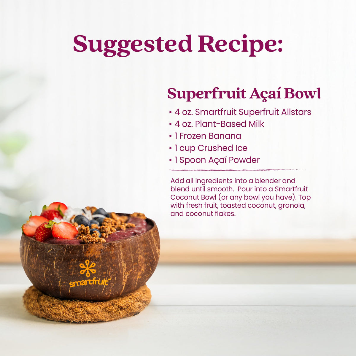 Smartfruit Superfruit All-Stars + Energy kitchen display with bottle