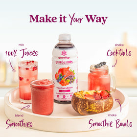 Smartfruit Superfruit All-Stars + Energy smoothie glass with purée