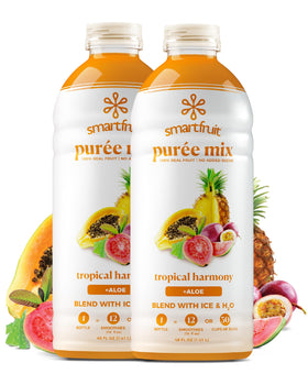 Smartfruit Tropical Harmony Aloe bottle ready for smoothies and juice prep