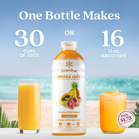 Smartfruit Tropical Harmony + Aloe ingredients closeup showing real fruit concentrate.