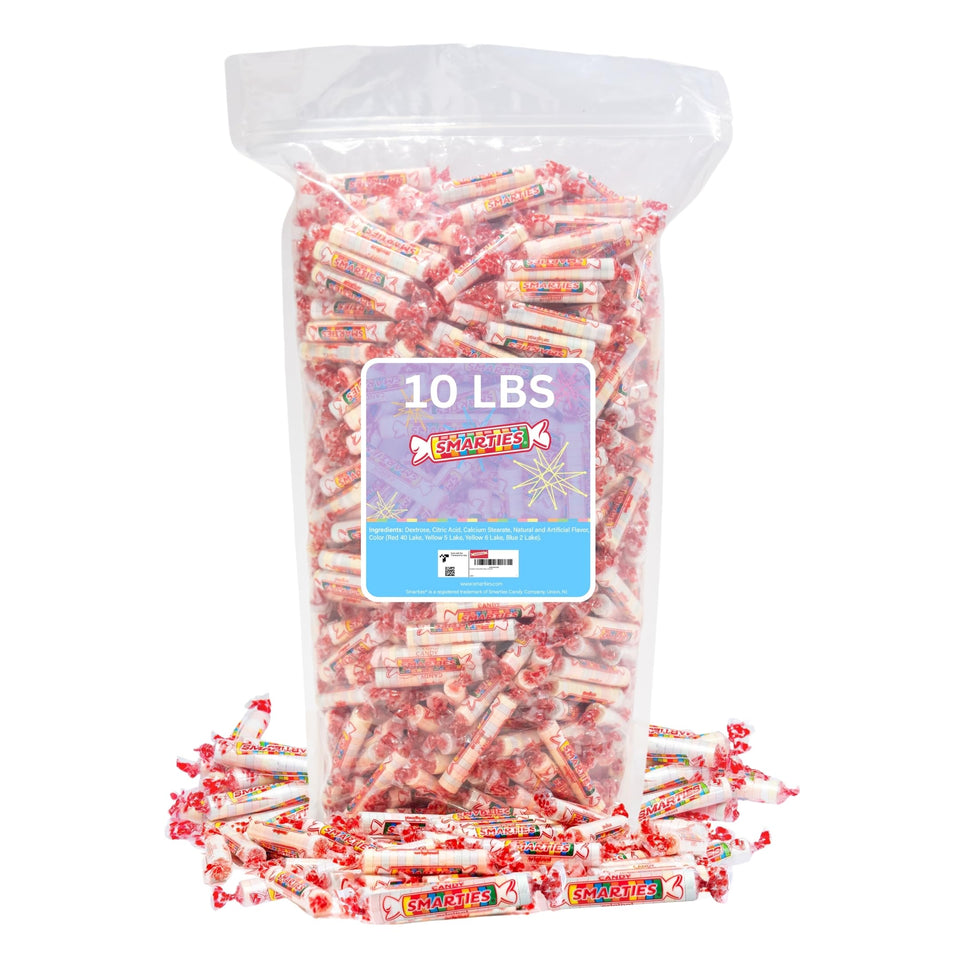 Smarties bulk rolls original flavor in a 10 lb bag for parties and celebrations.