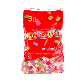 Smarties candy rolls bulk bag open, showcasing original flavor and shareable packaging.
