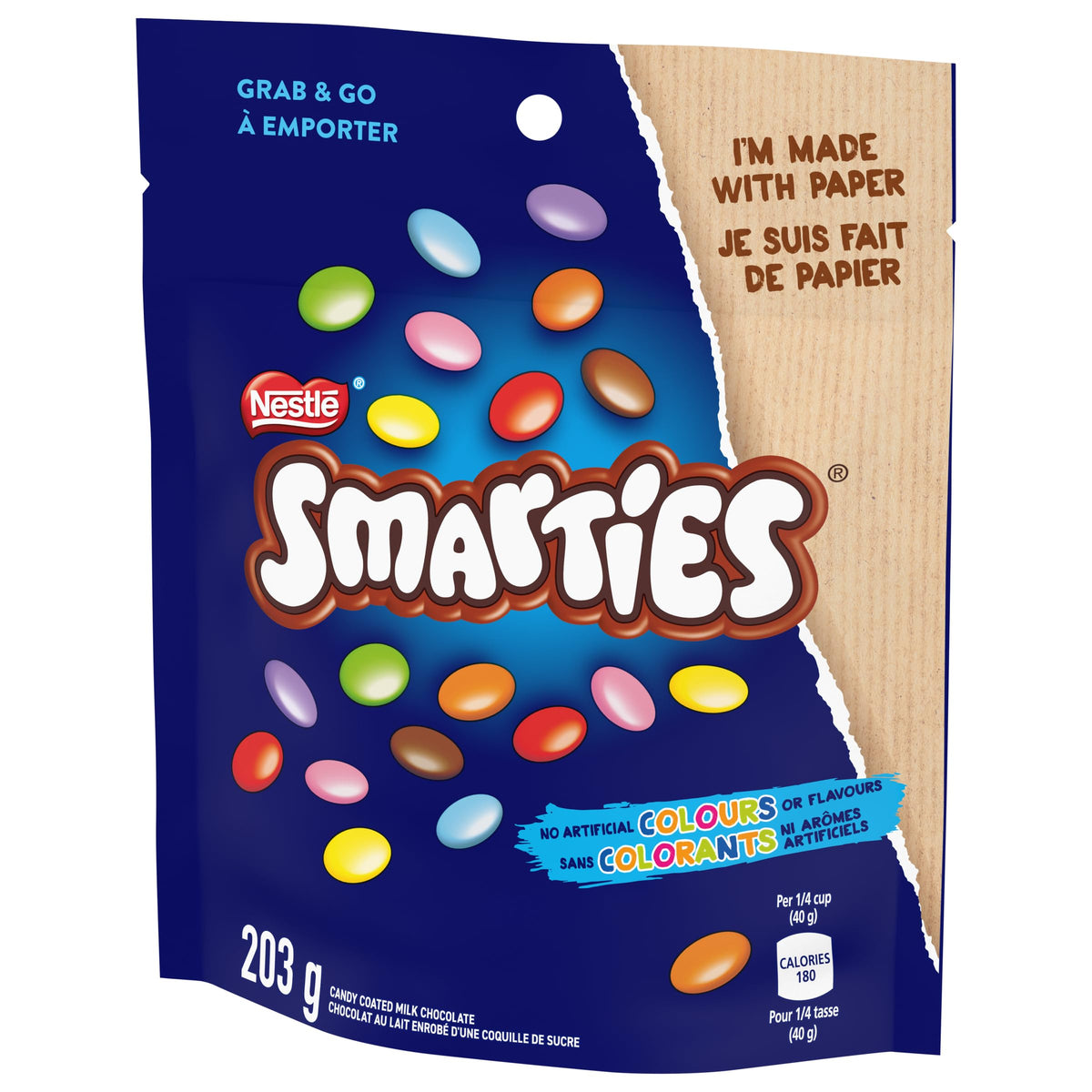 Resealable Smarties canister keeps chocolate fresh between munches