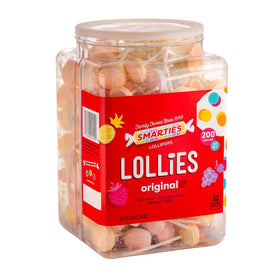 Smarties Double Lollies bulk jar, gluten-free and vegan, ideal party candy.