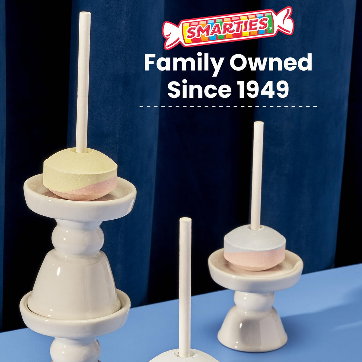 Smarties Double Lollies Mega allergen-free label highlighting peanut-free and gluten-free.