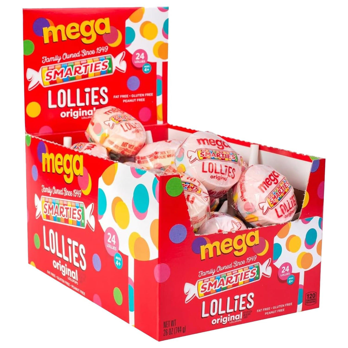 Smarties Double Lollies Mega two-flavor close-up, vibrant party candy.