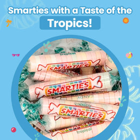 Smarties gift box featuring tropical candy for celebrations and sharing.