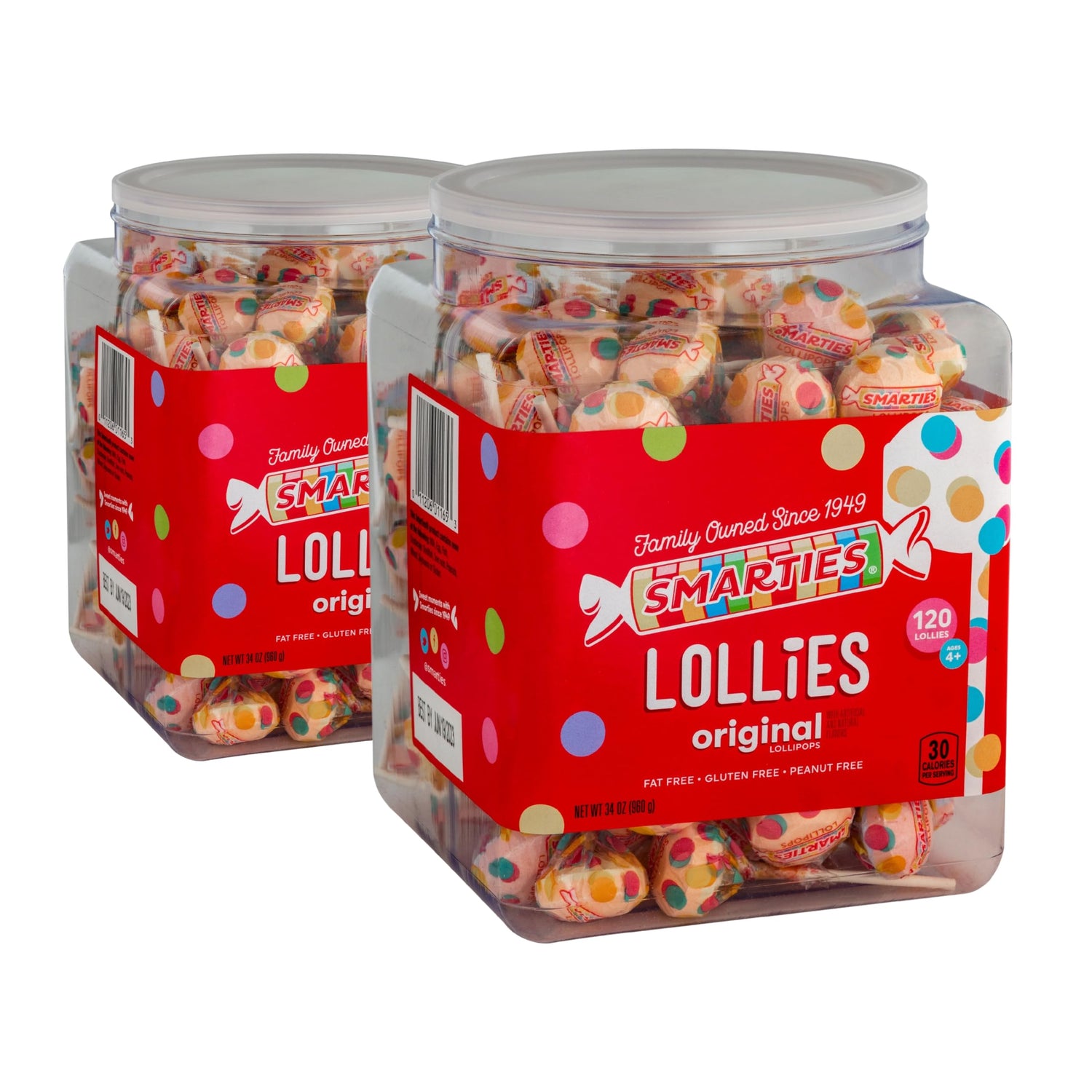 Smarties Lollies pack shot showing bulk two-pack for party favors.