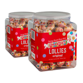 Smarties Lollies pack shot showing bulk two-pack for party favors.