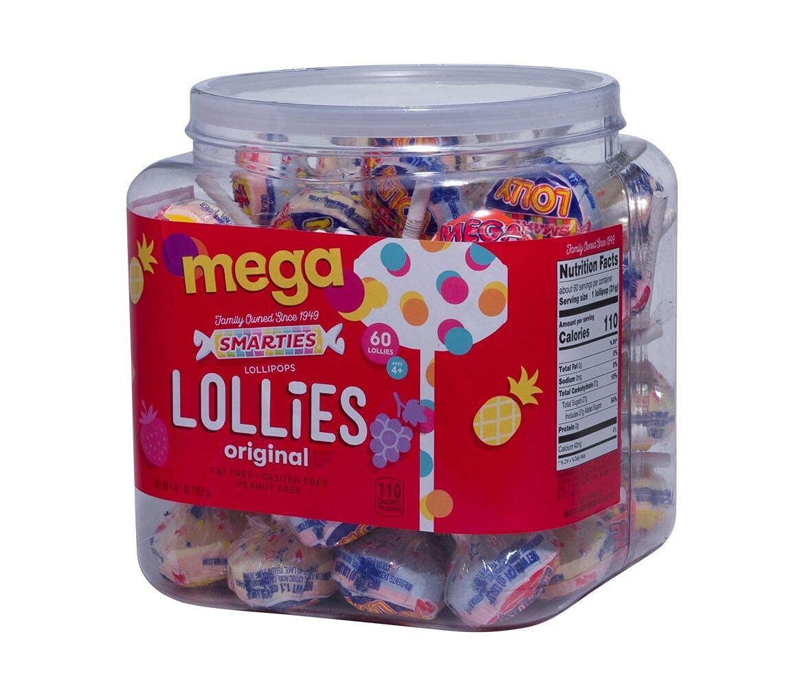 Smarties Mega Lollies jar view for bulk party candy and gifting