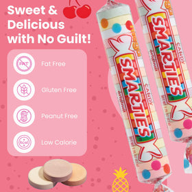 Colorful Smarties Mega Rolls candies entice kids and party-goers.