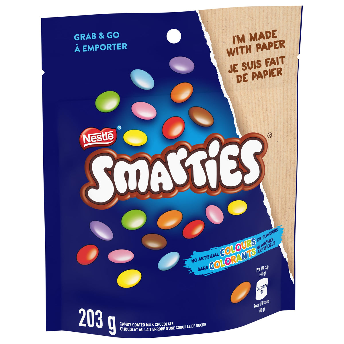 Smarties milk chocolate pieces with vibrant color coating, ideal for quick snacks