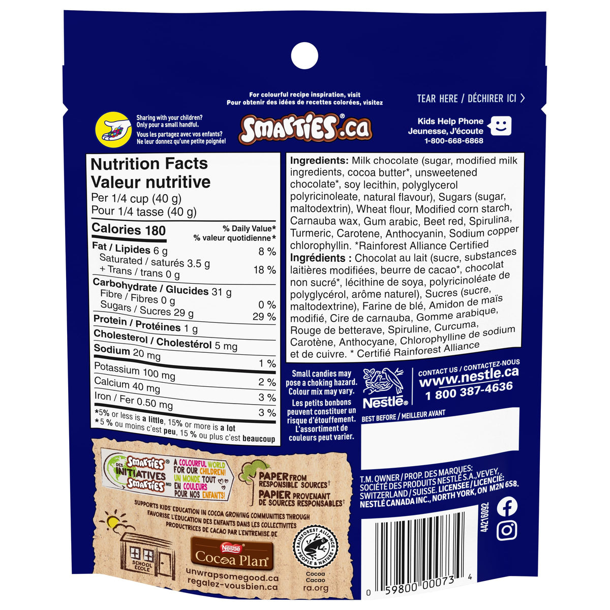 Smarties 100% natural colors and flavors in every bite