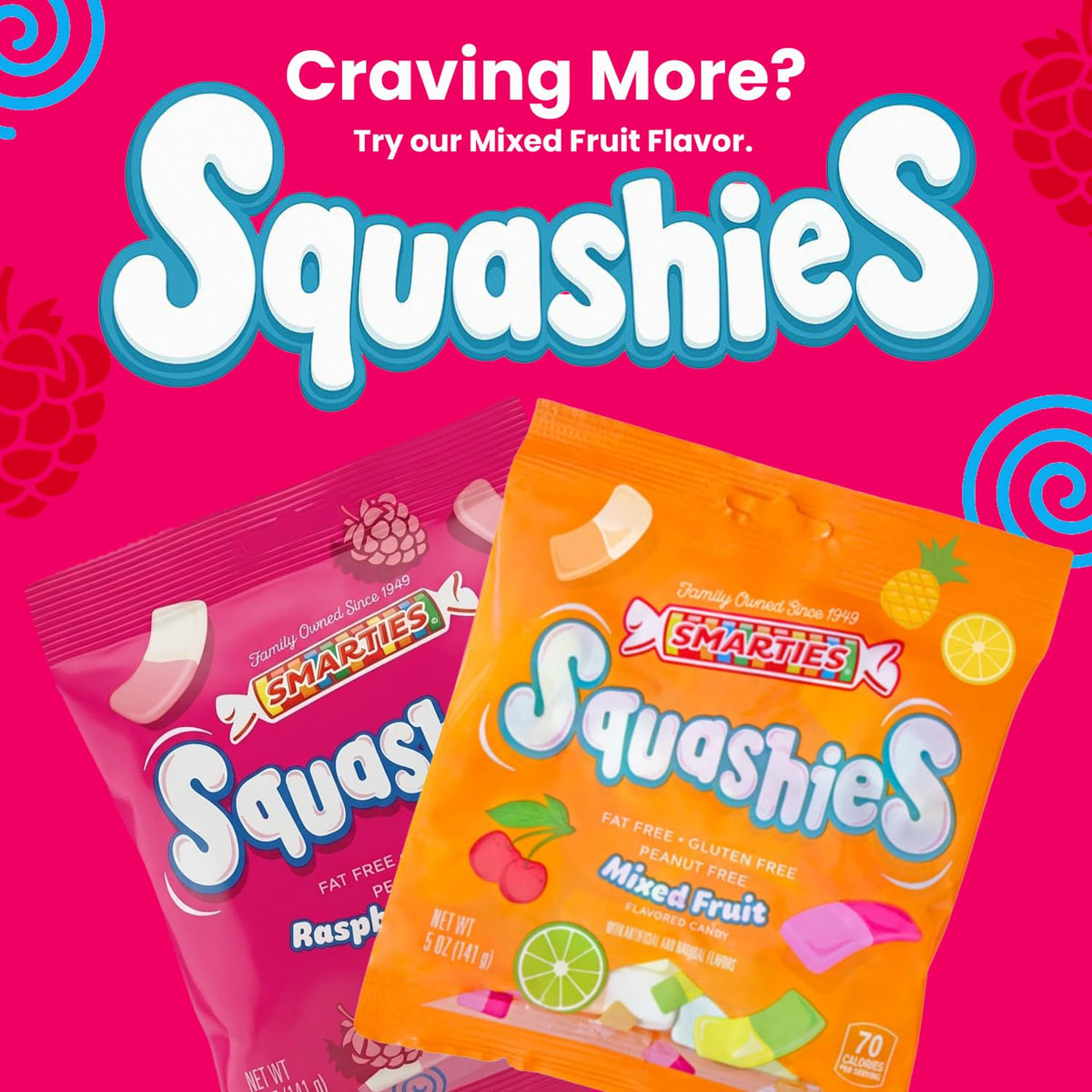 Smarties Squashies raspberry-cream bite image showcases creamy fruit goodness.