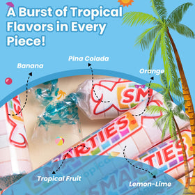 Smarties Tropical Candy Rolls are a festive Halloween treat option.