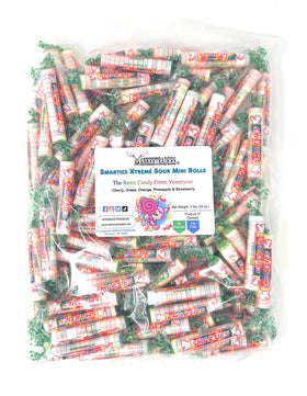 Smarties Xtreme Sour Candy 2lb bulk bag showing vibrant colors and tangy flavors for parties