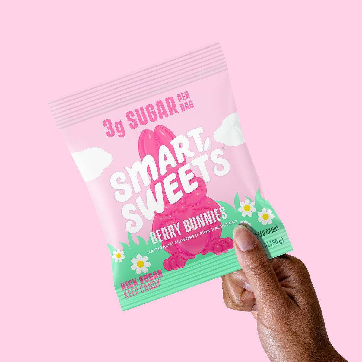 SmartSweets Berry Bunnies gummies colored with fruit juice for lively spring snacking.