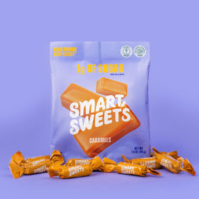 SmartSweets Caramel Candies allergen-free badge with no major allergens