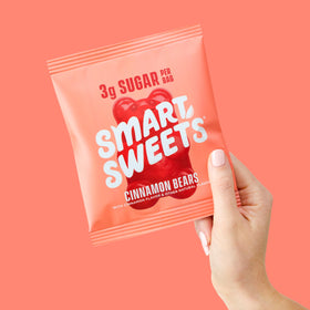 SmartSweets Cinnamon Bears snack for kids and adults enjoying a flavorful treat