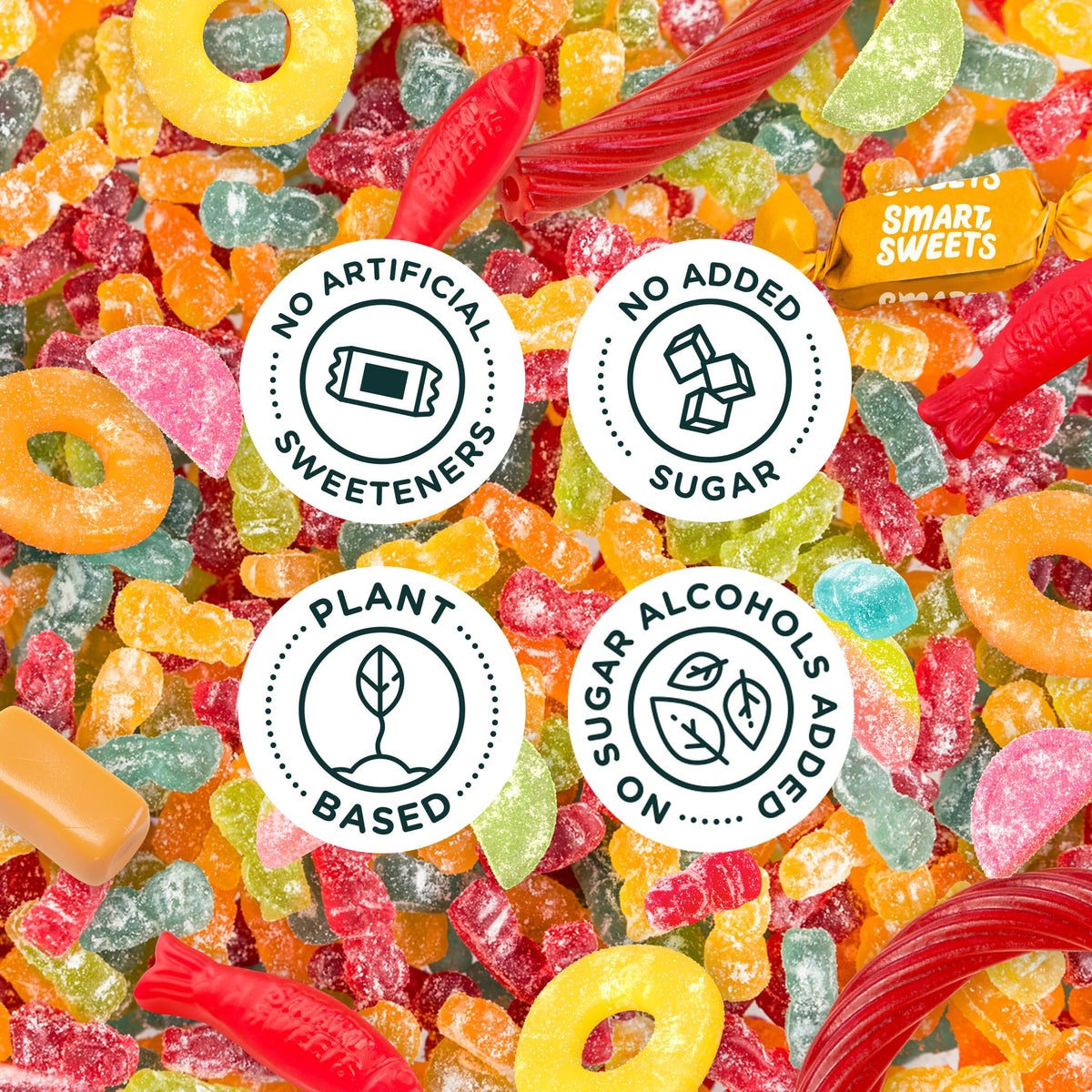 SmartSweets New Soft Caramels pack: silky texture with plant-based sweetness and less sugar.