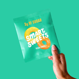 SmartSweets Peach Rings in lunchbox, low-sugar treat for daily snacking.