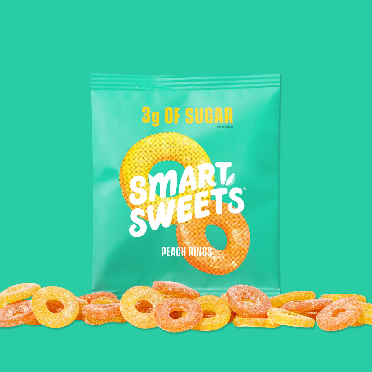 SmartSweets Peach Rings multi-pack, easy sharing for family movie night.