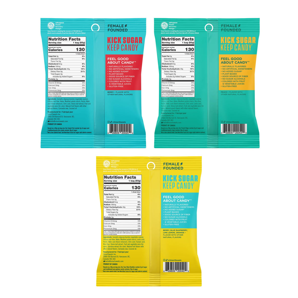 SmartSweets Peach Rings pack: fruity bite with no added sugar.