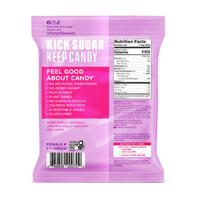 SmartSweets Red Twists nutrition panel notes 2g sugar per bag.