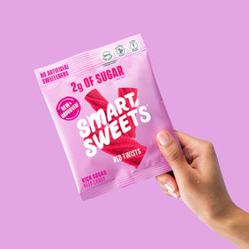 SmartSweets Red Twists open bag close-up for on-the-go snacking.