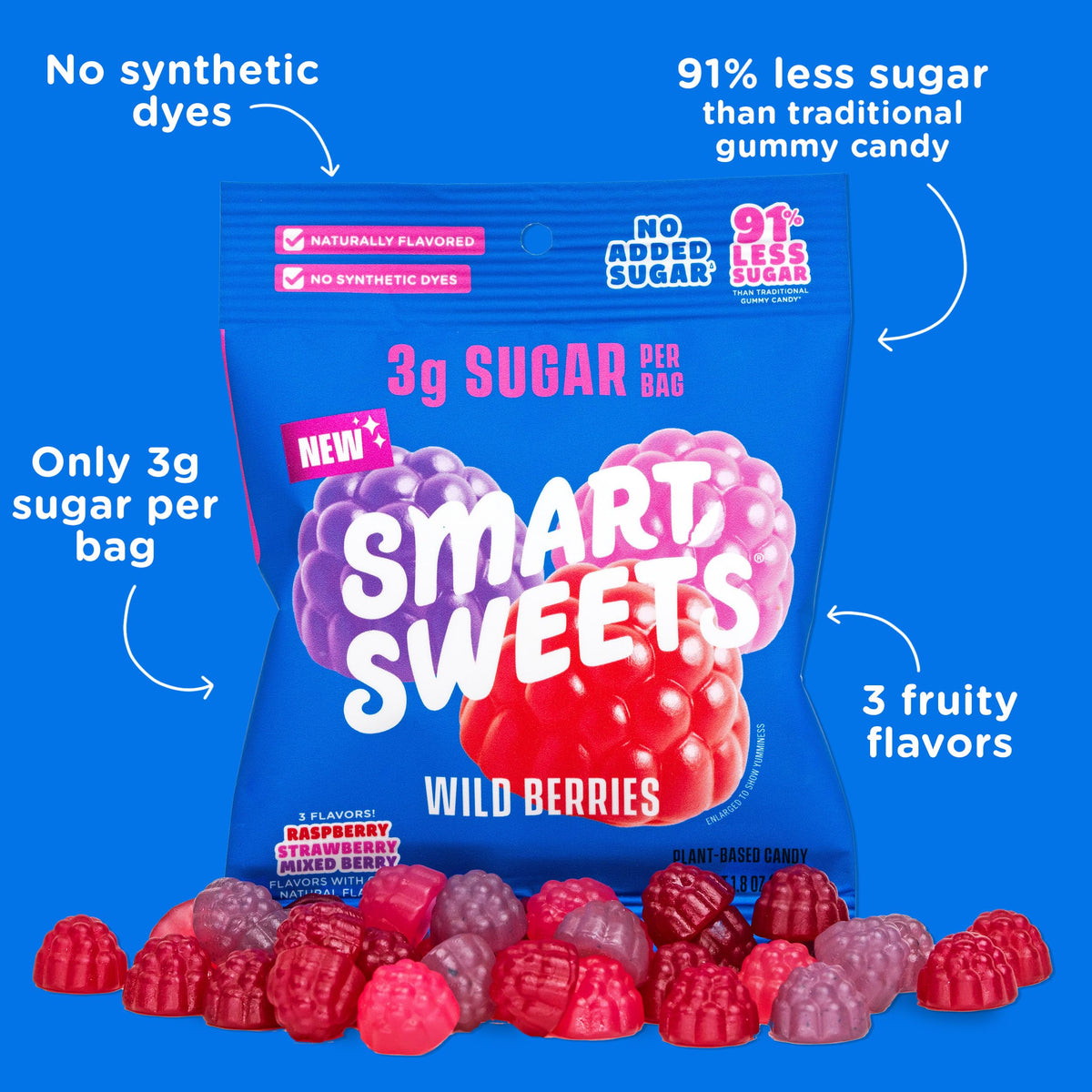 SmartSweets snack time at home or travel with a colorful chewy texture.