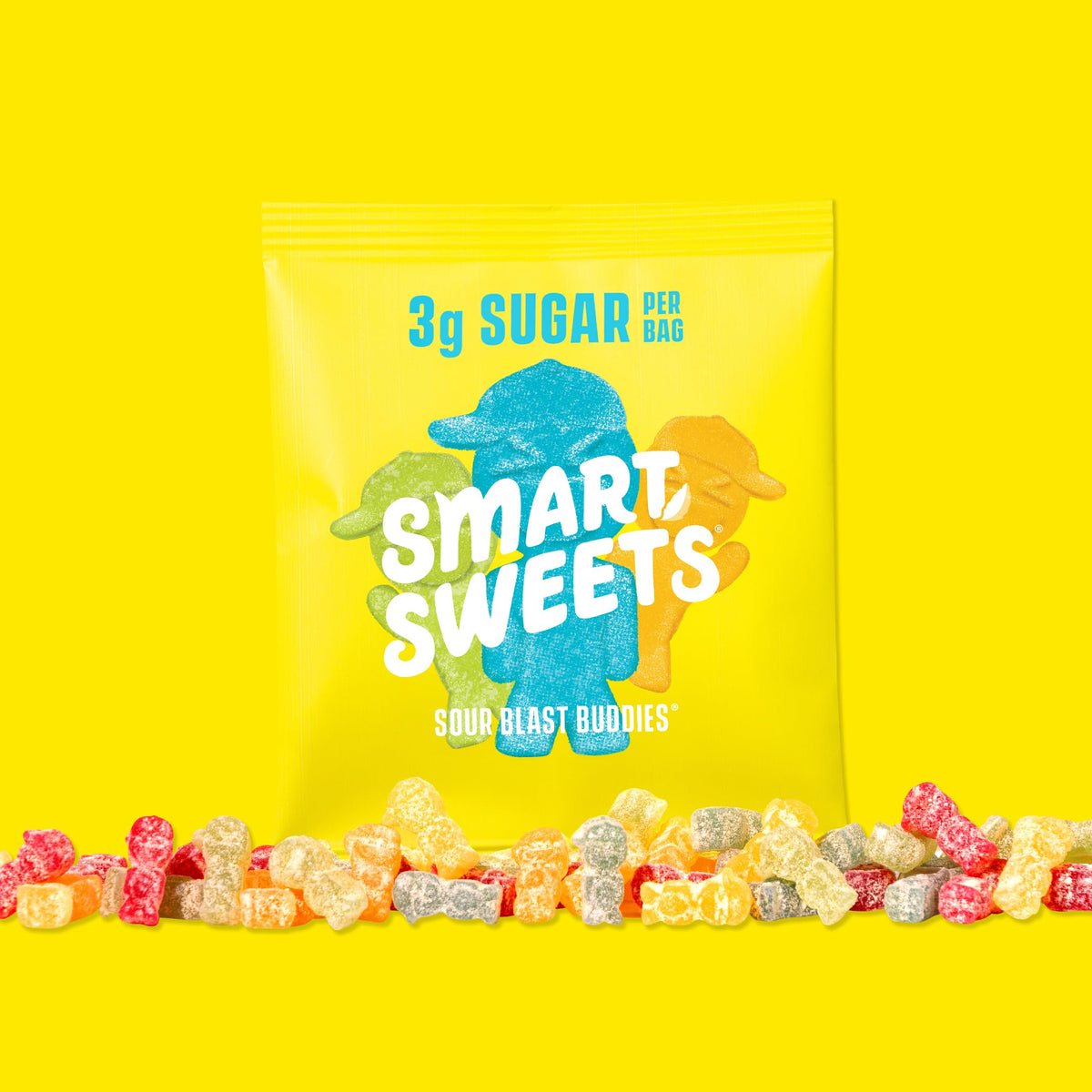 SmartSweets Sour Blast Buddies chewy center with tangy coating