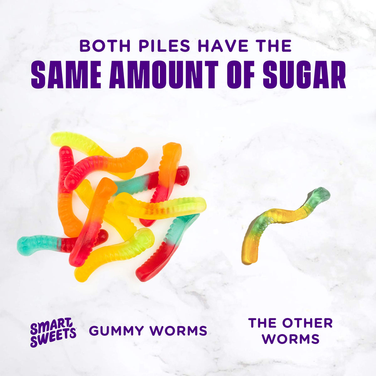 SmartSweets Sour Gummy Worms lunchbox scene with portable bags