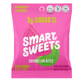 SmartSweets Sourmelon Bites outer coating delivers a bold watermelon kick, great for snacking.