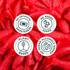 SmartSweets Sweet Fish bag shows chewy texture and 3g sugar per bag