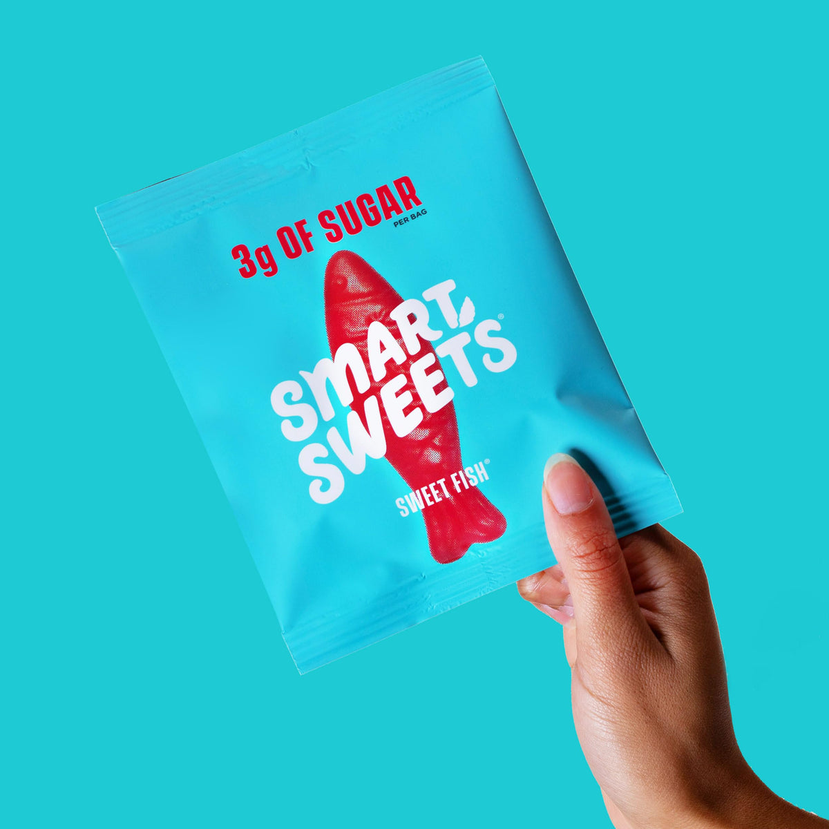 SmartSweets Sweet Fish unwrapped bag ready for a quick bite