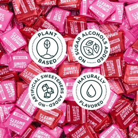 SmartSweets SweetChews bags closeup showing fruity flavors and packaging.