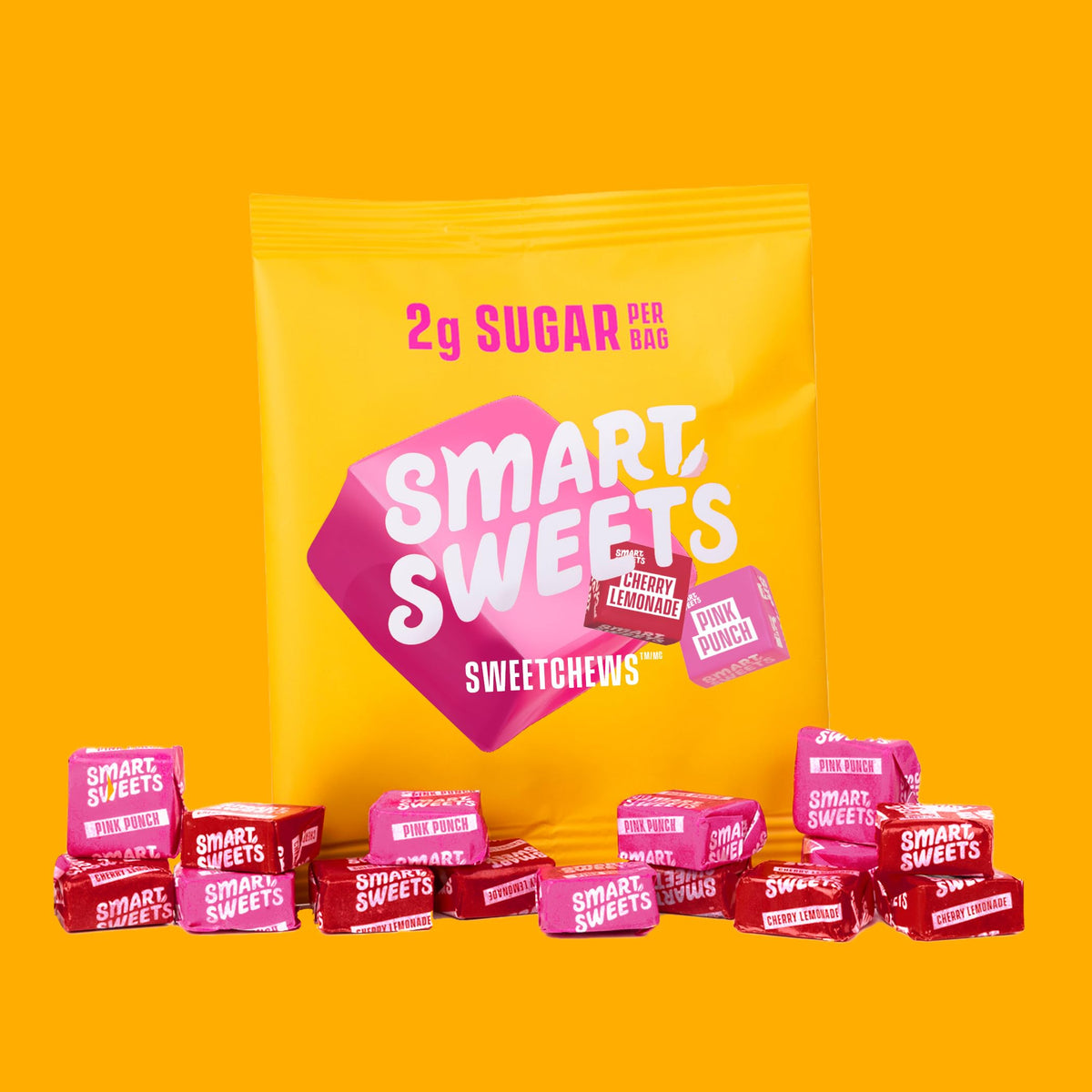 SmartSweets SweetChews Cherry Lemonade bag highlighting flavor and sugar profile.