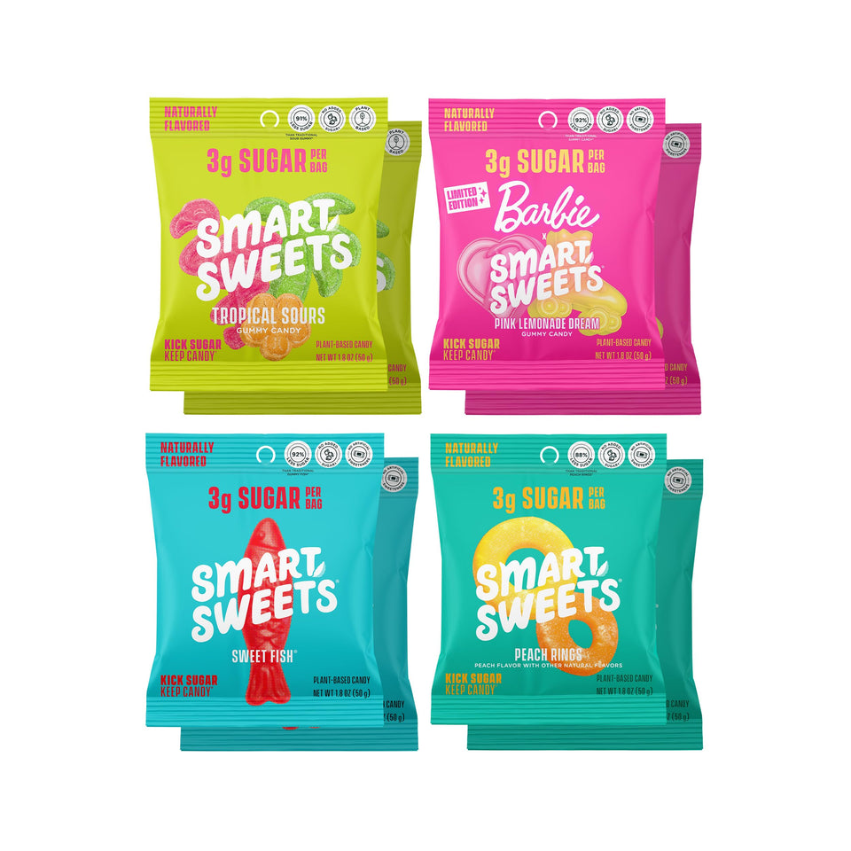 SmartSweets variety pack candy eight packs showing convenient, lower-sugar snacking option.