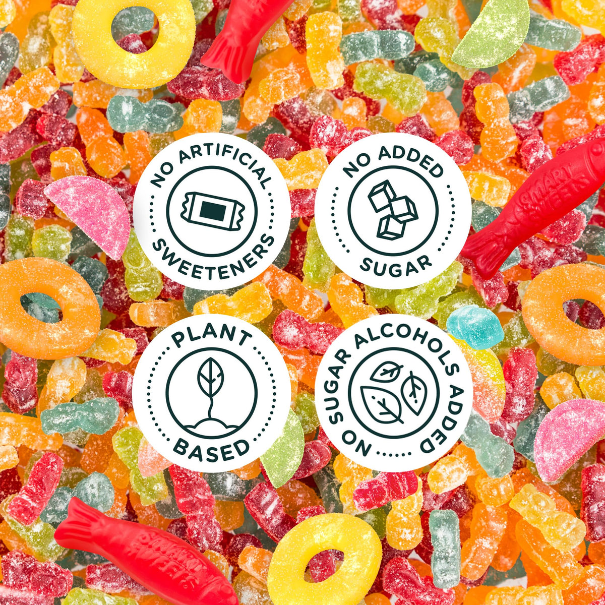 SmartSweets Peach Rings bag features juicy peach flavor, great for shareable snacking.