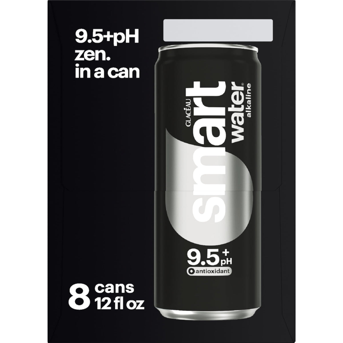 Smartwater 12oz eight-pack on shelf communicates value and portability