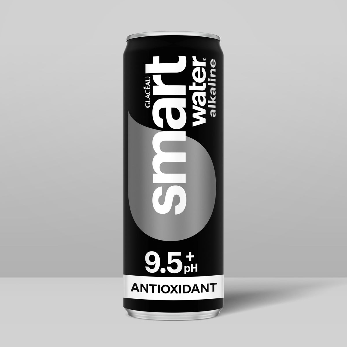 Smartwater alkaline can close-up displays sleek, portable design for active lifestyles