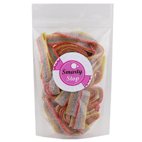 Smarty Stop gummy belts collection, bite-sized colorful pieces for quick snacking.