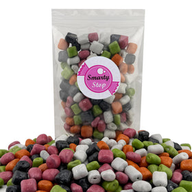 Close-up of Smarty Stop Hollows pastel candy coating