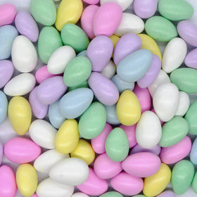 Smarty Stop Jordan almonds pack close-up with pastel shells for dessert bowls.