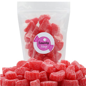 Close-up of Smarty Stop cherry wedges showing soft, chewy texture.
