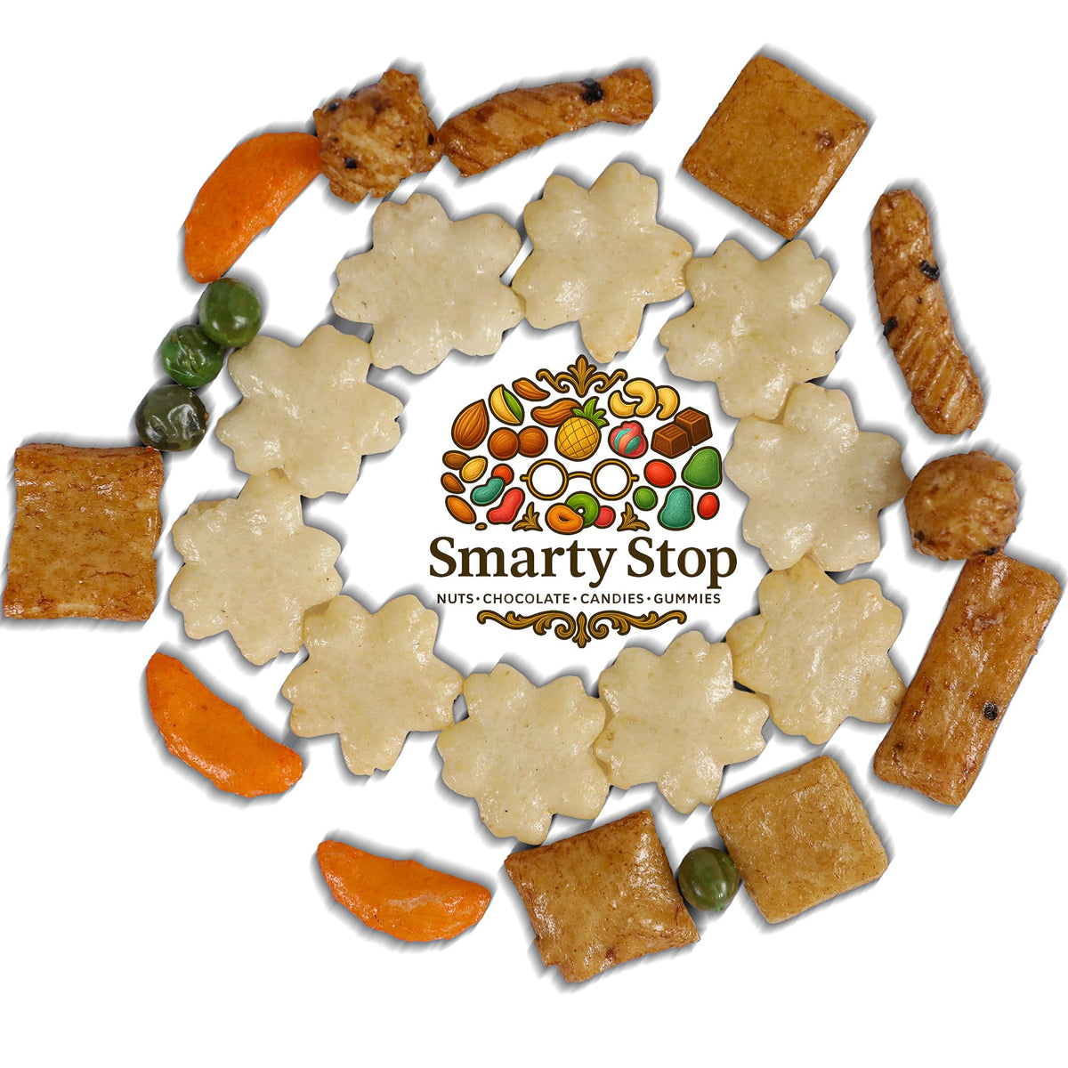 Smarty Stop snack bowl setup, party-ready with crunchy bites.