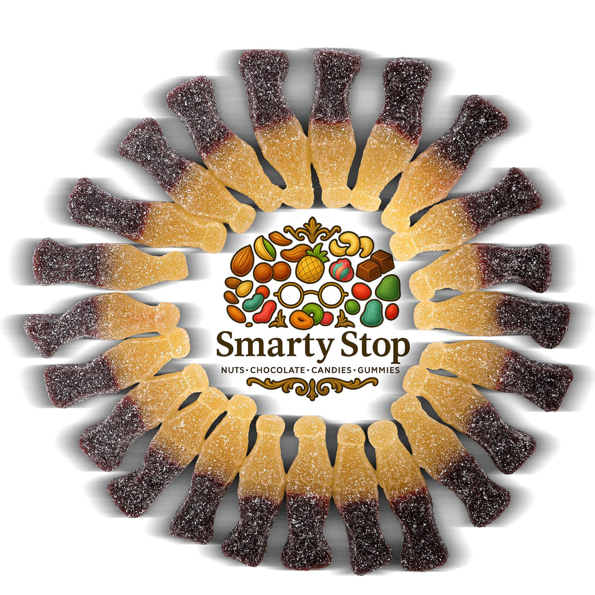 Smarty Stop Sour Cola Bottle – dusted sugar coating delivers tangy bite.